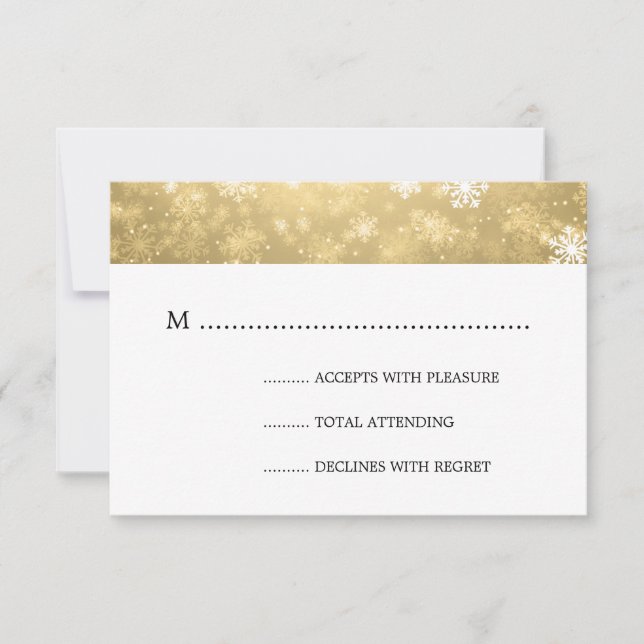 Gold Winter Wonderland Elegant Wedding RSVP (Anverso)