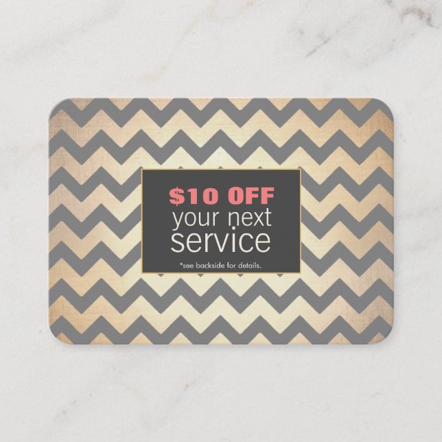 Gold Zig Zags Salón de pelo y cupón de descuento d (Anverso)