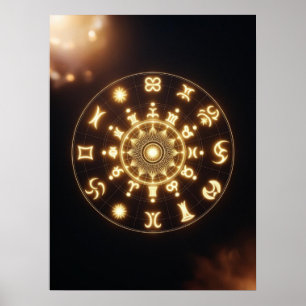 Golden Aura Zodiac Mandala - Arte espiritual