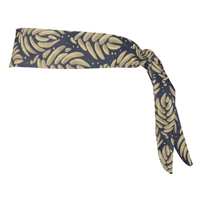 Golden Banana Leaf Pattern Headband, Moisture Abso (Girar 90)