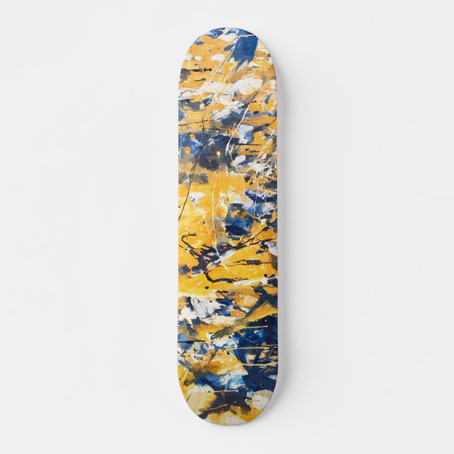 Golden Blue Floral Camo Skateboard (Anverso )