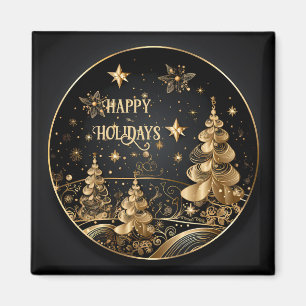 Golden Christmas Trees un imán navideño