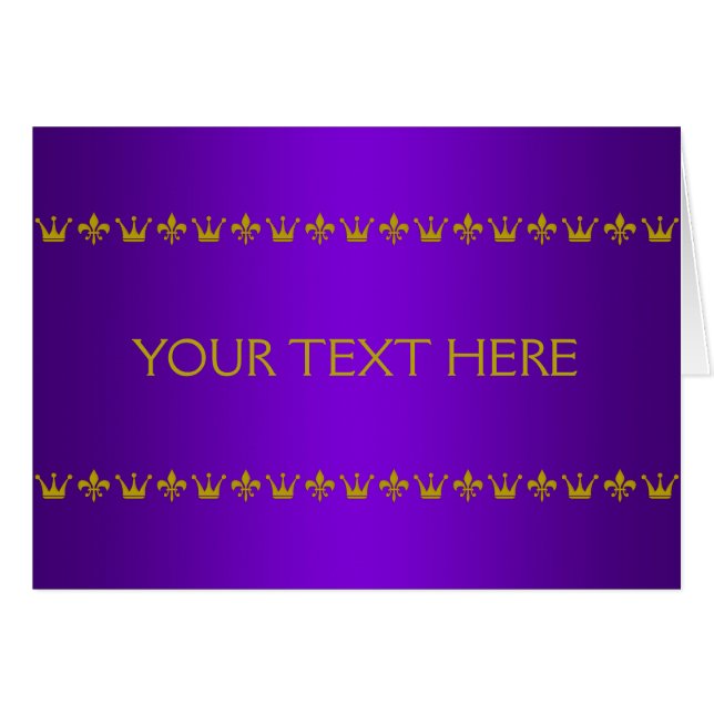 Golden Crown & Lily Border + tu texto y backgr. (Anverso (Horizontal))