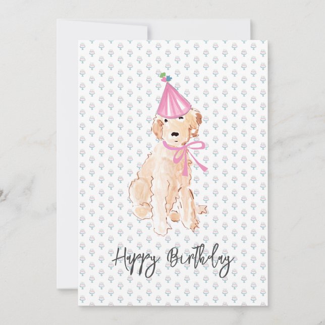 Golden Doodle Dog Arte Gorra de cumpleaños Pastel  (Anverso)