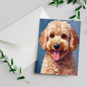 Golden Doodle Pintura en Acuarela de Perro Tarje