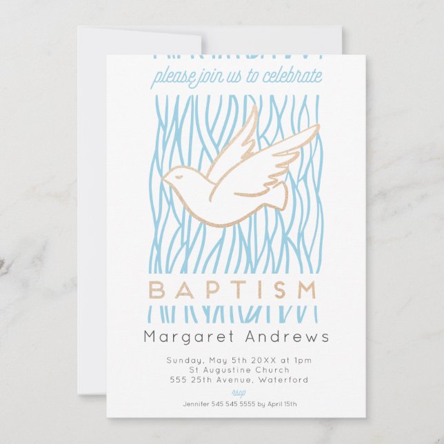 Golden Dove Baptism Invitación religiosa (Anverso)