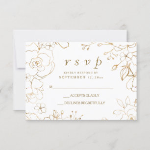 Golden Floral simple matrimonio elegante RSVP