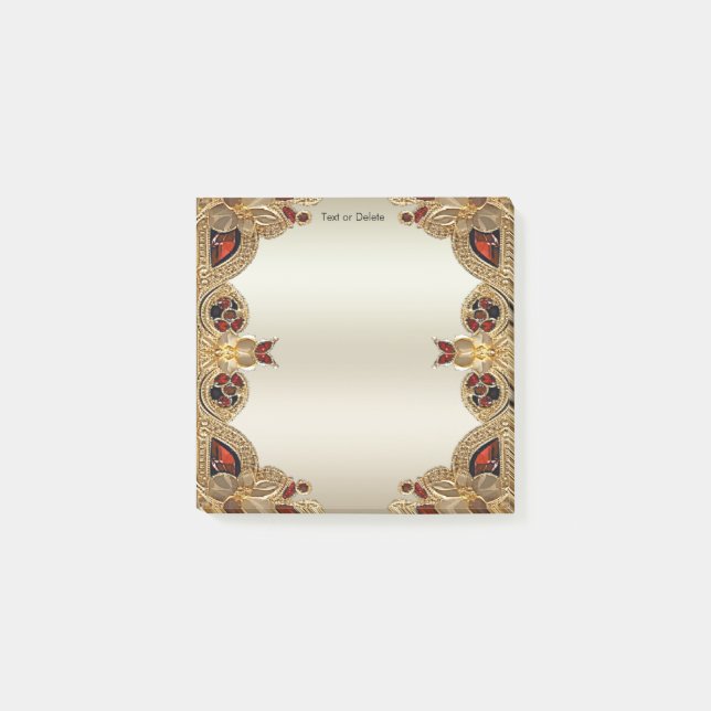 Golden Flowers Red Gemstone Post lo nota (Anverso)