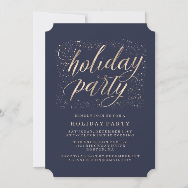 Golden Glitz | Invitación a la fiesta de vacacione (Anverso)