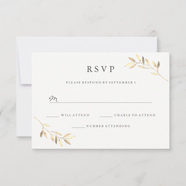 Golden Leaf Garden Wedding RSVP (Anverso)