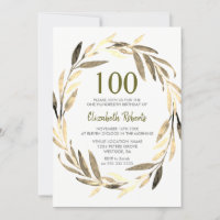Golden Leaf Wreath invitación a la fiesta de cumpl
