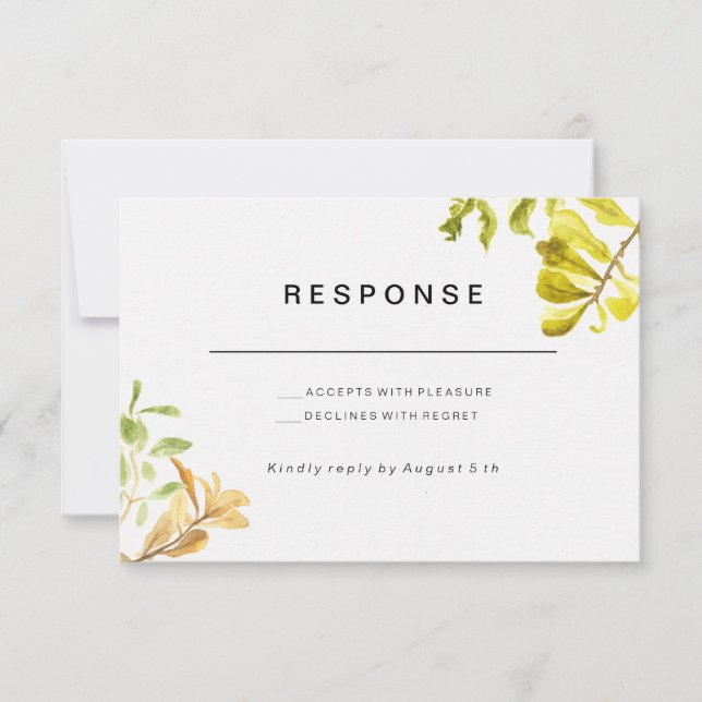 Golden Leafy Bower Wedding RSVP (Anverso)
