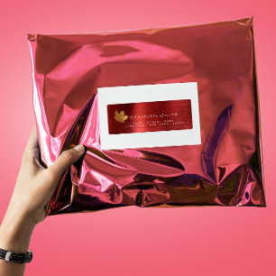 Golden Maple Leaf Ruby Red Steel RSVP Etiquetas