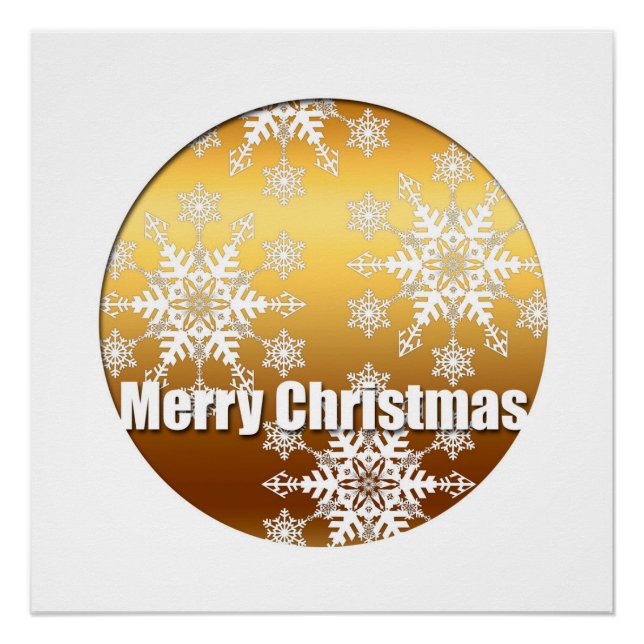 Golden Merry Christmas Snowflakes Perfect Poster (Anverso)