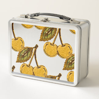 Golden Metallic Cherries Pattern