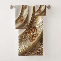 Golden Ornate Towel Set