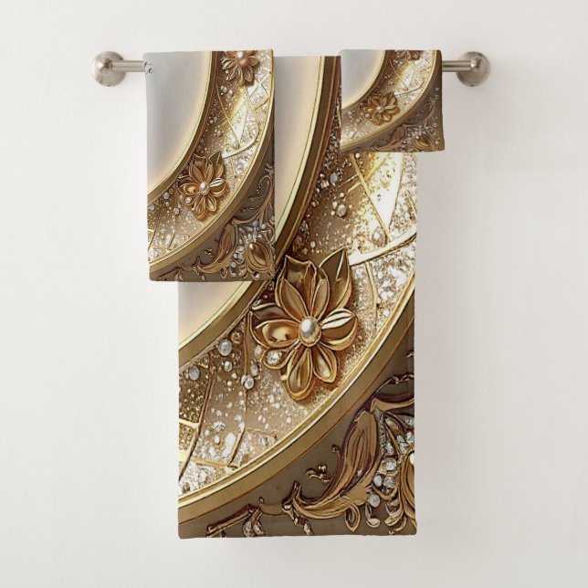 Golden Ornate Towel Set (In situ)