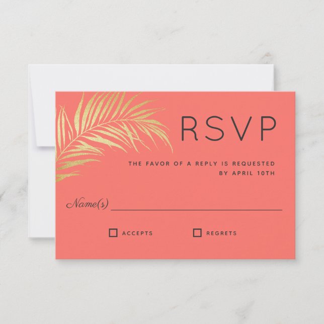 Golden Palm Frond Moderno Minimalista RSVP (Anverso)
