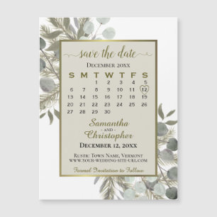 Golden Pine Guardar la fecha Calendario Taupe Magn