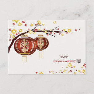 Golden Red Lanterns Cherry Tree Fu Chinese RSVP