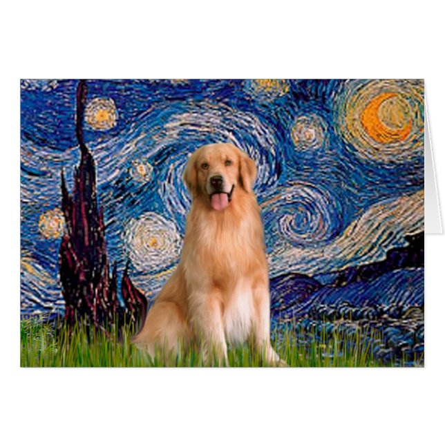 Golden Retriever 8 - Noche estrellada (Anverso (Horizontal))