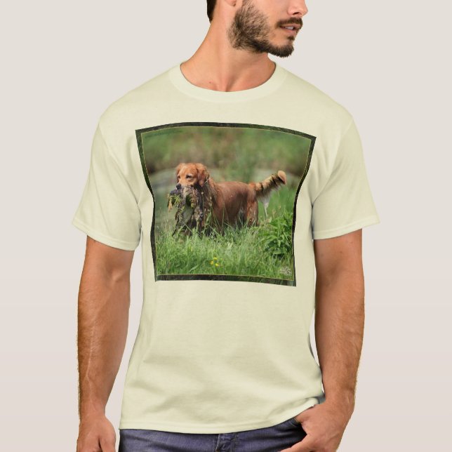 Golden retriever con la camisa del pato del pato (Anverso)