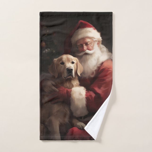 Golden Retriever Con Navidades De Santa Clause (Toalla de mano)