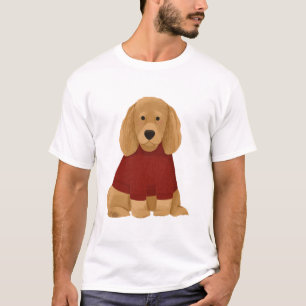 Golden Retriever con suéter rojo