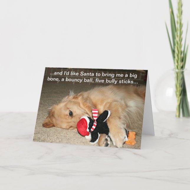 Golden Retriever con tarjeta de saludo de Santa To (Anverso)
