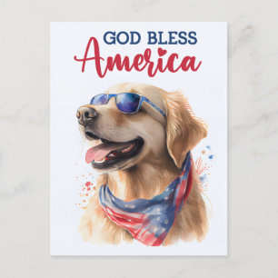 Golden Retriever, Dios Bendiga América Tarjeta Pos