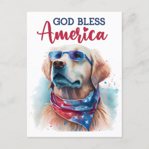 Golden Retriever, Dios Bendiga América Tarjeta Pos