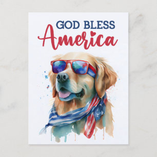 Golden Retriever, Dios Bendiga América Tarjeta Pos