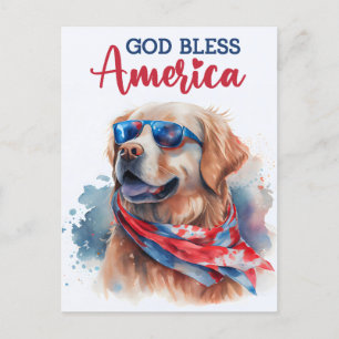 Golden Retriever, Dios Bendiga América Tarjeta Pos