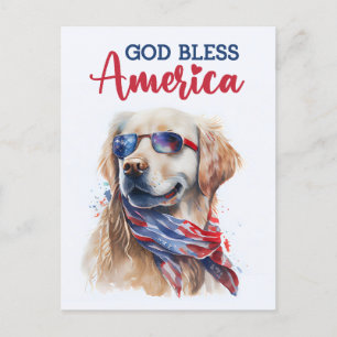 Golden Retriever, Dios Bendiga América Tarjeta Pos
