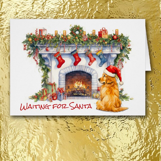 Golden Retriever Dog Fireplace Wait for Santa (Subido por el creador)