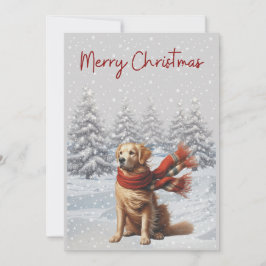 Golden Retriever en la tarjeta de Navidades de nie