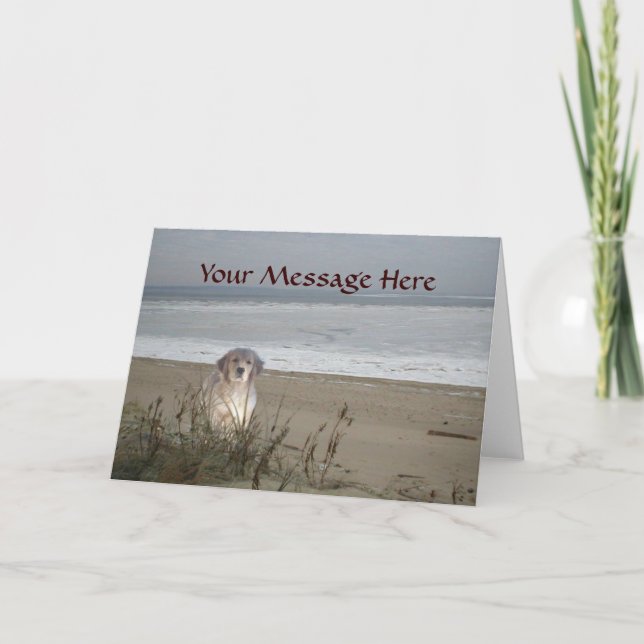 Golden Retriever En La Tarjeta De Saludo De La Pla (Anverso)