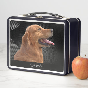 Golden Retriever Monogramed Metalizado Lunch Box