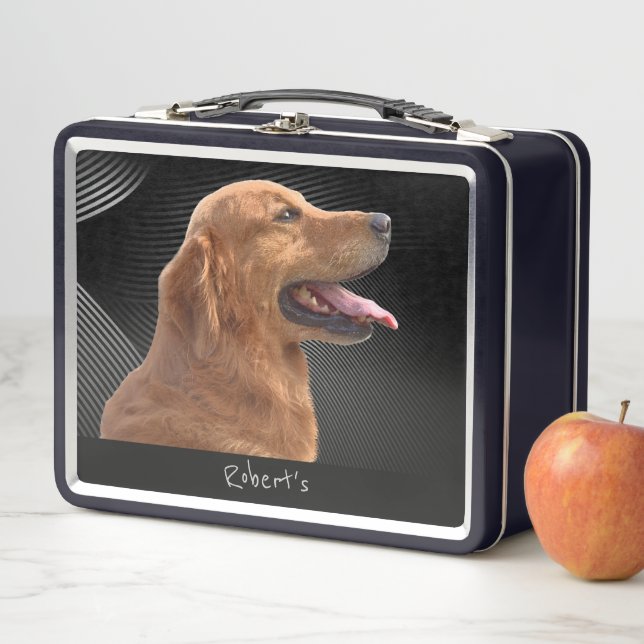 Golden Retriever Monogramed Metalizado Lunch Box (In situ)