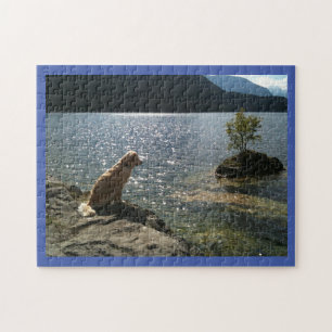 Golden Retriever Near Pond on the Sunny Day Puzzle