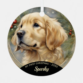 Golden Retriever Puppy Primer Ornamento De Navidad