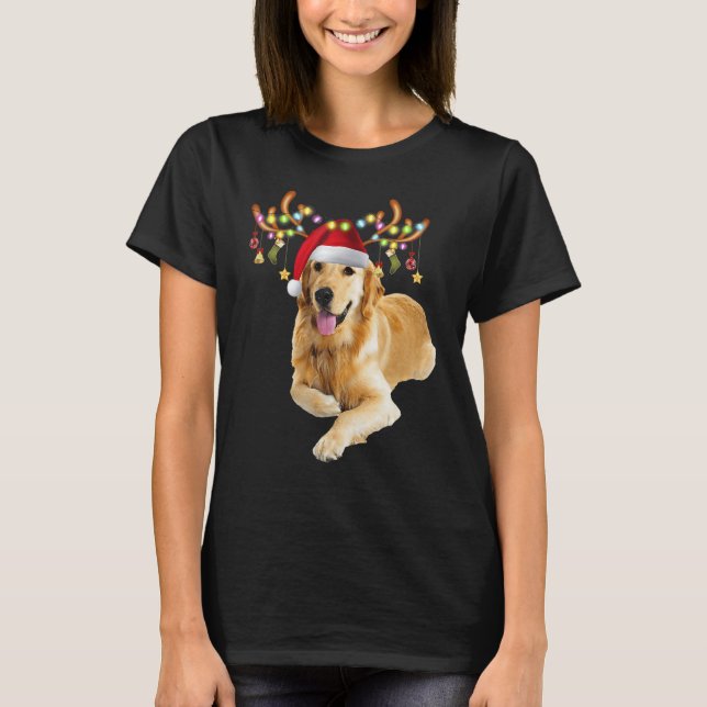 Golden Retriever Ugly Xmas Sweater Antlers Dog (Anverso)