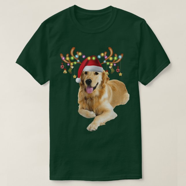Golden Retriever Xmas Sweater Antlers Perro (Diseño del anverso)