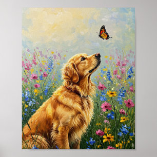 Golden Retriever y Mariposa Arte Expresivo