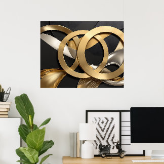 Golden Rings Resumen Arte - Diseño de lujo moderno