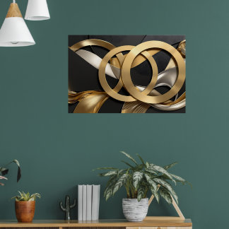 Golden Rings Resumen Arte - Diseño de lujo moderno