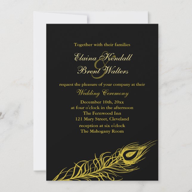 Golden Shake tu invitación a la boda de las plumas (Anverso)
