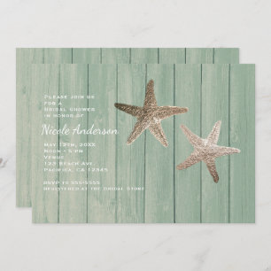 Golden Starfish & Wood Elegant Invitaciones a la P