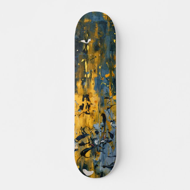 Golden Teal Grunge Streak Skateboard (Anverso )