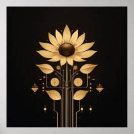 Golden Tech Bloom - Poster de arte de Solarpunk